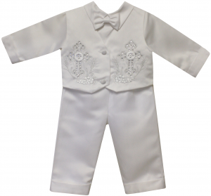 BOYS CRHISTENING W/ BIG CROSSES ON VEST